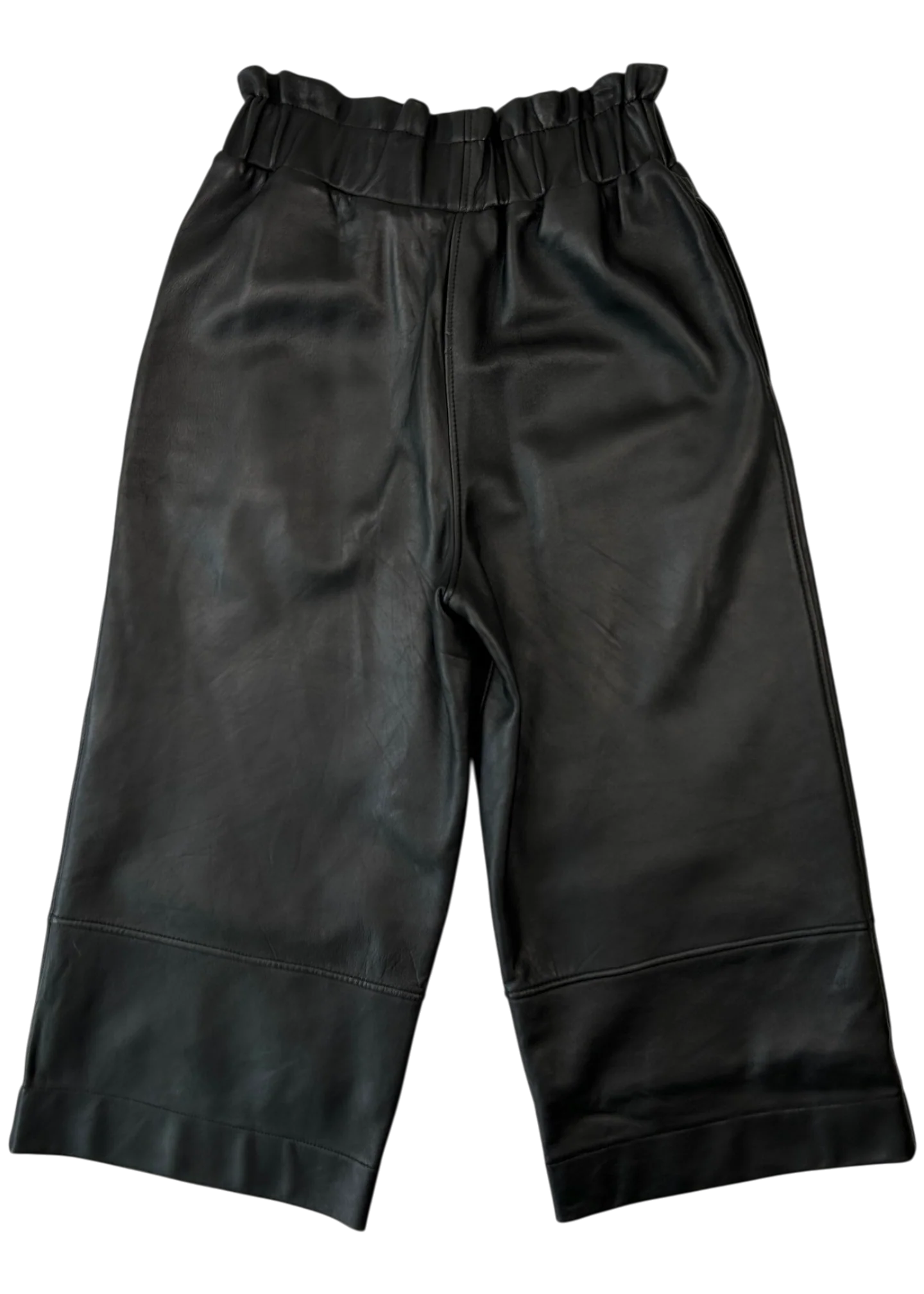 GANNI (AS IS) Lamb Leather Wide Leg Culottes - Image 2