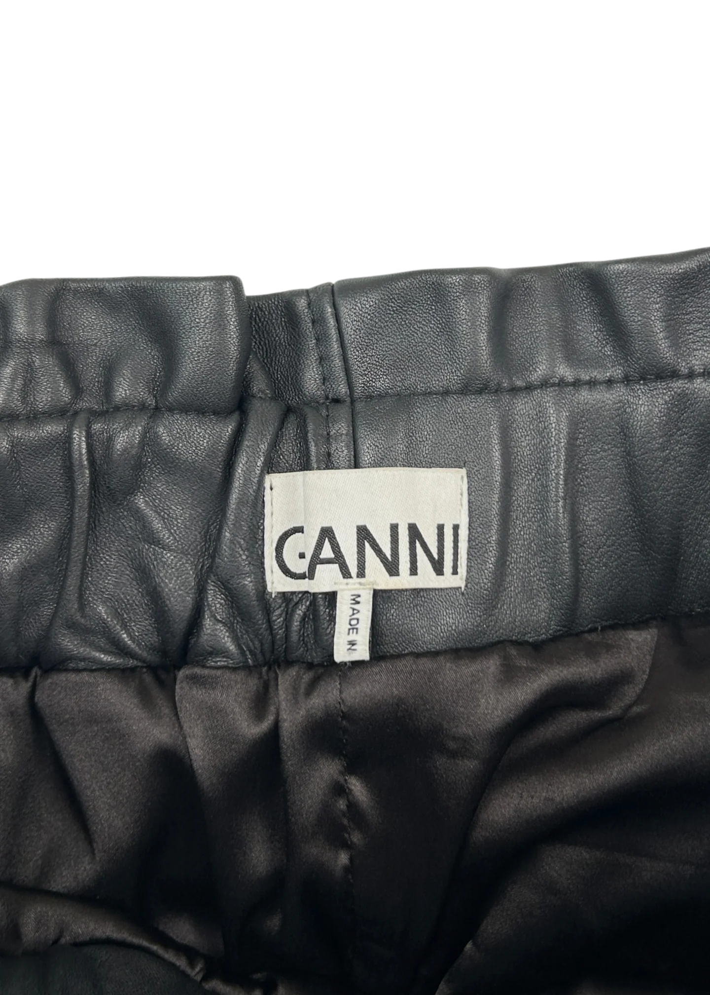 GANNI (AS IS) Lamb Leather Wide Leg Culottes - Image 3
